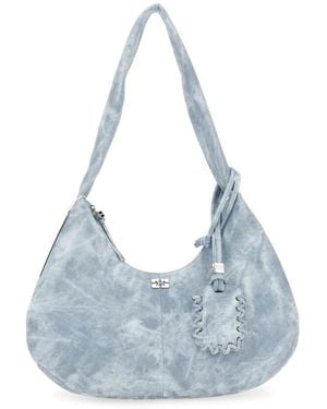 Ganni Medium Bleached Hobo Bag - Blue