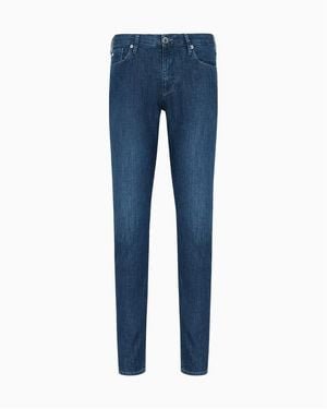 Emporio Armani J06 Slim-Fit Worn-Effect Denim Jeans, Waist - Blue