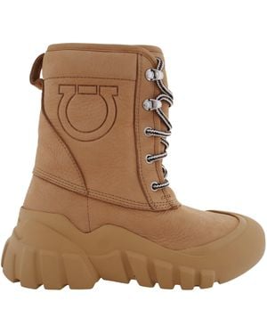 Ferragamo Duna Chunky Sole Boots - Brown