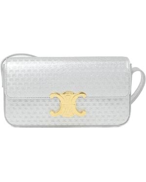 Celine Claude Laminated Shoulder Bag - Grey