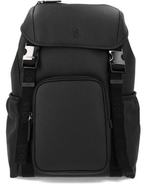 BOSS Monogrammed Logo Backpack - Black