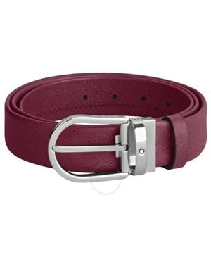 Montblanc Saffiano-Embossed Leather Horseshoe Buckle Belt - Red