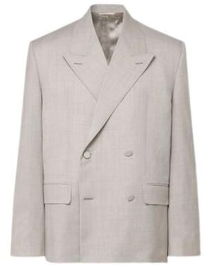 Givenchy Peak Lapel Double Breasted Jacket Chalk, Brand Size 54 (Us - Grey