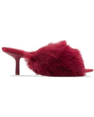 Burberry Burgundy Shearling Heeled Sandals For - Red