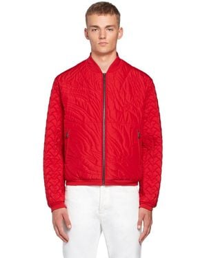 Roberto Cavalli Ruby Animalier Quilted Bomber Jacket, Brand Size 46 (Us - Red