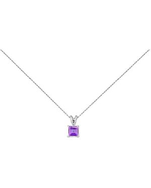 Haus of Brilliance 14K 5X5 Mm Square Shaped Amethyst Solitaire Pendant Necklace - Metallic