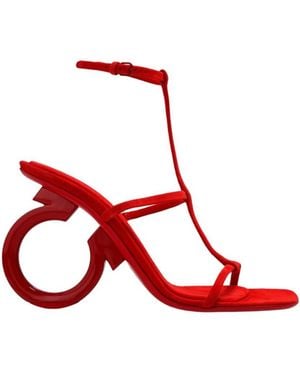Ferragamo Ferragamo Elina T-Strap Gancini Sandals - Red