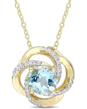 Amour 2-3/5 Ct Tgw Sky- Topaz Interlaced Floral Swirl Pendant With Chain - Blue