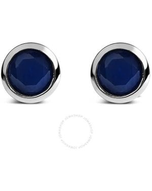 Haus of Brilliance 925 Sterling 6Mm Bezel Set Created Sapphire Solitaire Stud Earrings - Blue