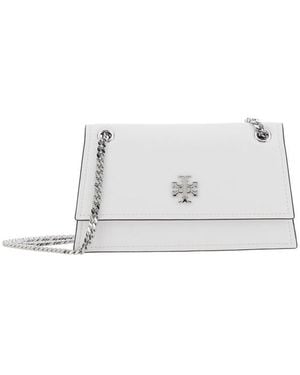 Tory Burch Kira Shoulder Bag With Chain Strap And Metallic Logo On The Front - White