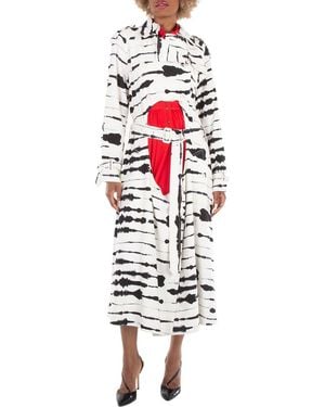 Burberry Ladies Cut-Out Detail Watercolour Print Trench Coat, Brand Size 2 (Us - Red