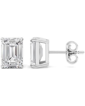 Mure And Co 4Ctw Emerald Shaped Lab Grown Diamond (F/Vs) Stud Earrings - Metallic
