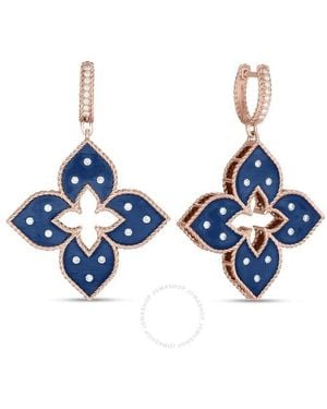 Roberto Coin 18K Rose Venetian Princess Diamond Titanium Large Drop Earrings - Blue