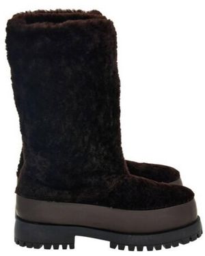 Ferragamo Dalton Merino Platform Boots - Black