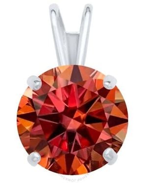 Maulijewels 2.00ct D-vvs1 Water Melan Moissanite Diamond 14k White Gold Solitaire Necklace With Gold Plated Silver Chain - Red