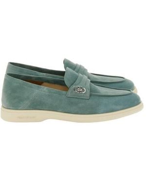 Ferragamo Suede Gancini Loafers - Green