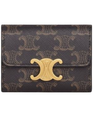 Celine Triomphe Canvas Compact Wallet - Metallic