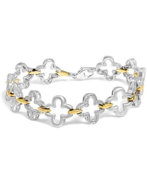 Haus of Brilliance 925 Two-Tone Sterling 1/10 Cttw Natural Round Diamond Fashion Tennis Bracelet (I-J Colour, I1-I2 Clarity) - Metallic