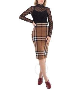 Burberry Birch Check Jacquard Skirt - Brown
