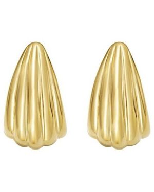 Tresorra Sterling Plated Scalloped Hoop Earrings - Yellow