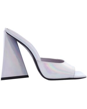 The Attico Ladies Holographic Devon Mules - White