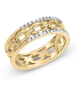Haus of Brilliance 10K 1/5 Cttw Diamond Two Row Cuban Link Ring (I-J Colour, I2-I3 Clarity) - Metallic