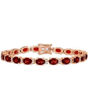 Amour 19 5/8 Ct Tgw Garnet And Sapphire Tennis Bracelet - Red