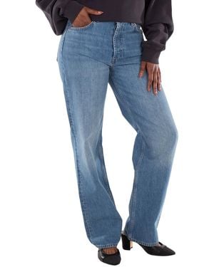 Anine Bing Gavin Long Denim Jeans - Blue