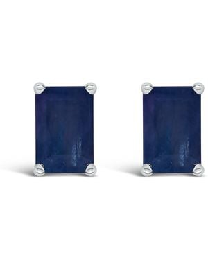 Haus of Brilliance 14K 6X4Mm Emerald Shaped Sapphire Solitaire Stud Earrings - Blue