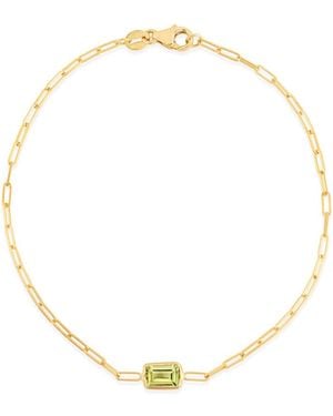 Kylie Harper Ladies 14K Petite Emerald-Cut Peridot Paperclip Chain Bracelet - Metallic