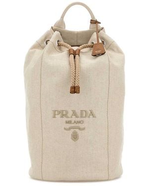 Prada Sand Canvas Backpack - Natural
