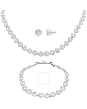 Swarovski Ladies Angelic Rhodium Plated Round Cut Set - White