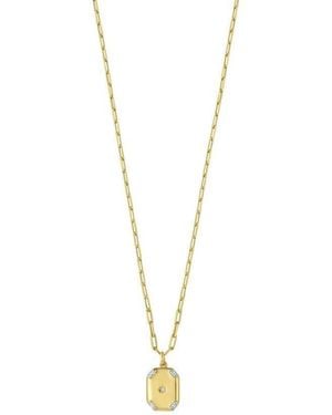 Tresorra Sterling Plated Cz Octagonal Star Locket Pendant Necklace - Metallic
