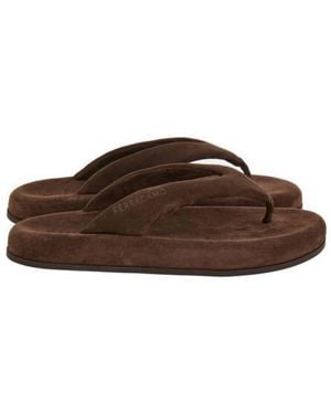 Ferragamo Dylan Suede Platform Sandals - Brown