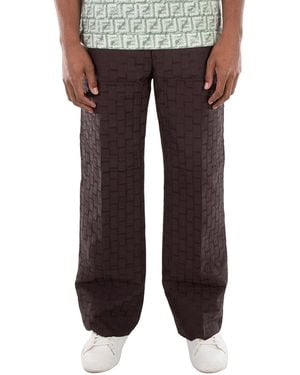 Ferragamo Ferragamo Straight Leg Monogram Pattern Trousers - Black