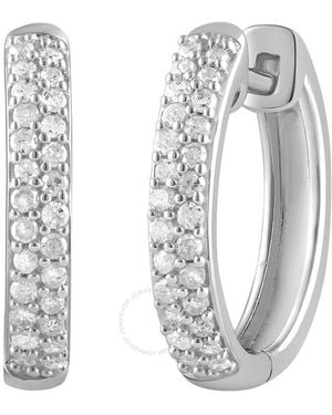 DiamondMuse Diamond Muse 0.25 Cttw Over Sterling Round Cut Diamond Hoop Earrings For - White