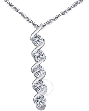 Maulijewels 1/2 Carat Diamond Five Stone Swirl Pendant - Metallic