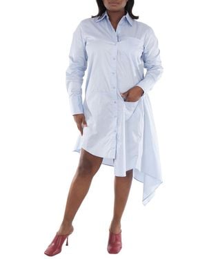 JW Anderson Asymmetric Cotton Shirtdress, Brand Size 8 (Us - Blue