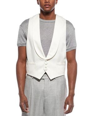 Brunello Cucinelli Off- Shawl Collar Vest, Brand Size 50 (Us - Grey