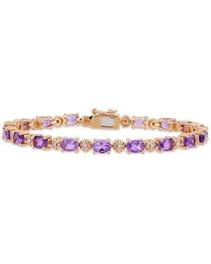 Amour 7-1/5 Ct Tgw Oval-Cut Amethyst And Diamond Accent Tennis Bracelet - Pink