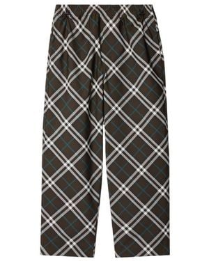 Burberry Check Print Twill Trousers - Black