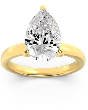 Mure And Co 1Ctw Pear Shaped Lab Grown Diamond (F/Vs) Hidden Halo Plain Shank Engagement Ring - Metallic