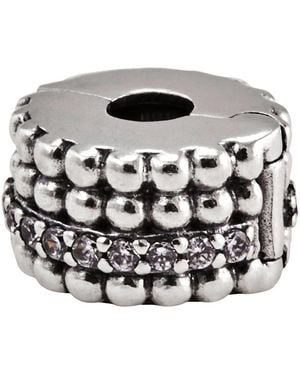 PANDORA Ladies Sterling Cubic Zirconia Beaded Clip Charm - Metallic