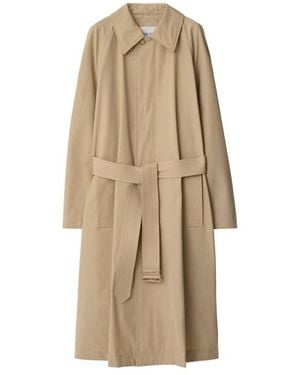Burberry Ekd Logo Cotton Blend Trench Coat, Brand Size 50 Us - Natural