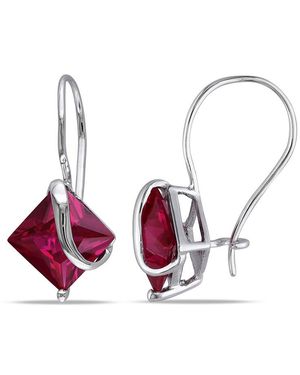 Amour 3 3/8 Ct Tgw Square Cut Created Ruby Earrings - Red