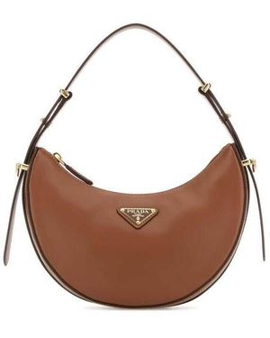 Prada Leather Hobo Shoulder Bag Cognac - Brown