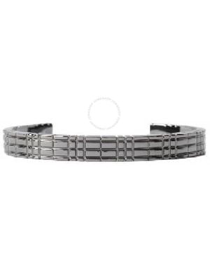 Burberry Ruthenium-Plated Check Engraved Bracelet - Metallic