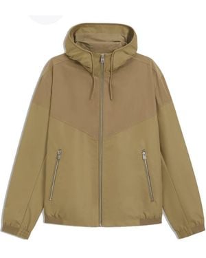BOSS Microfibre Poplin Water-Repellent Hooded Jacket, Brand Size 50 Us - Green