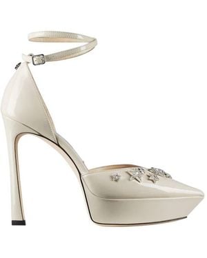 Jimmy Choo Dahl 125 Patent Platform Court Shoes, Brand Size 34 Us - Metallic