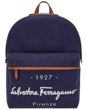 Ferragamo 1927 Signature Logo Backpack - Blue